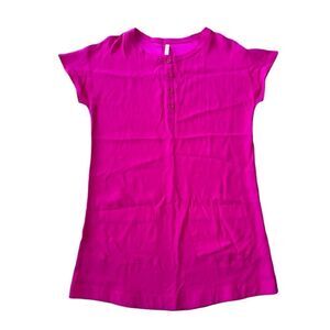 Gaiam Hit Magenta 100% Silk Shirt Dress Size Small